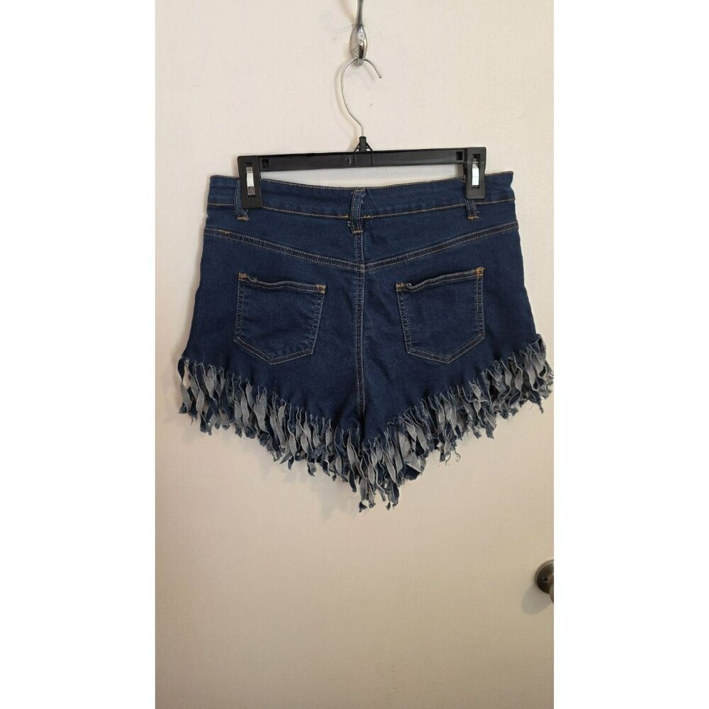 Daisy Denim Shorts Fringe Womens Large Stretch hi rise daisy dukes NWT Festival